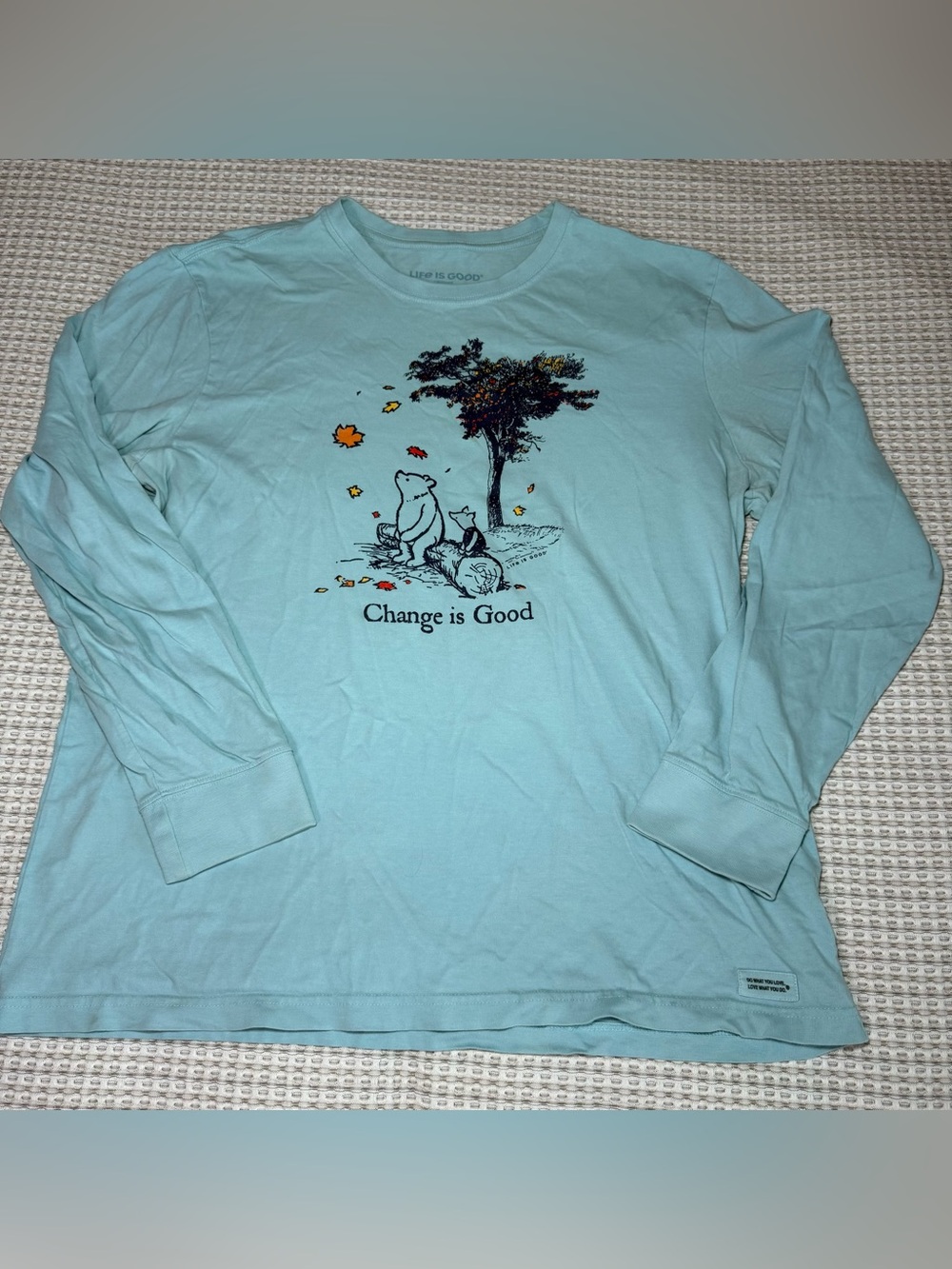 Life Is Good Crusher Mens Large Long Sleeve Fall Pooh Piglet “ Change Is Good” - Picture 2 of 9